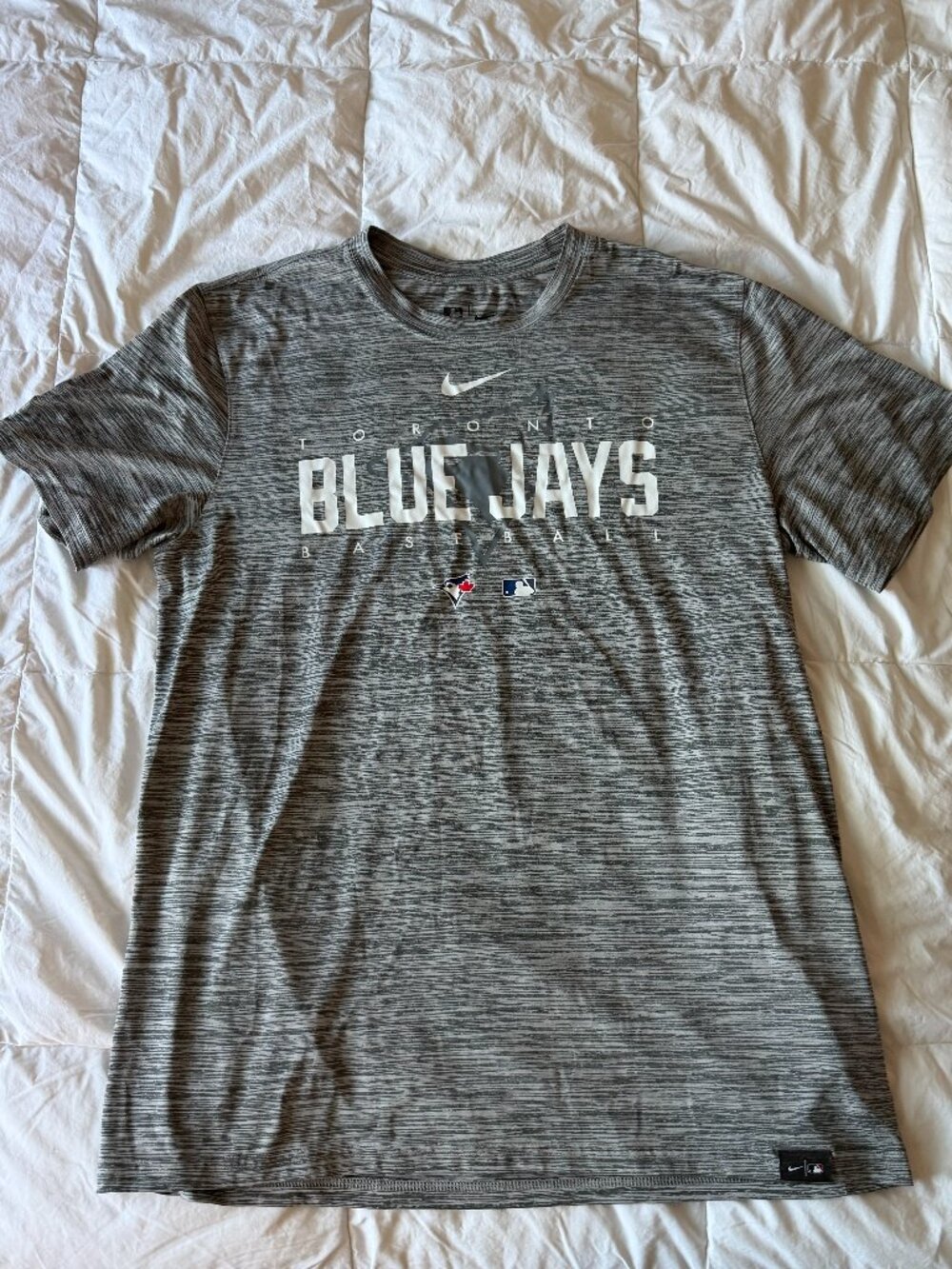 Toronto Blue Jays Grey Heathered Dri Fit MLB Nike Authentic Tee